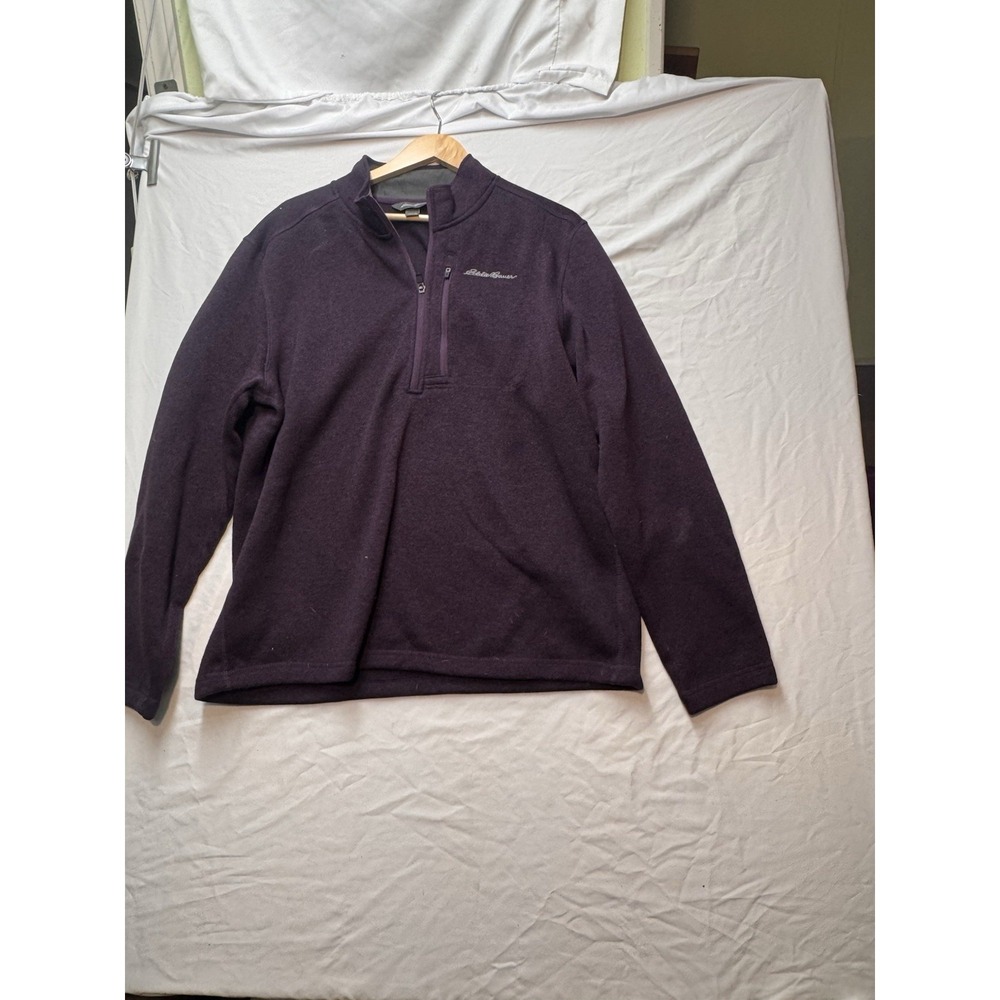 Eddie Bauer 1/4 Zip Fleece Pullover Jacket‎ Mens XL Eggplant Purple Sweater Nice